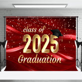 Lofaris Elegant Red Gold Dots Graduation Ceremony Backdrop